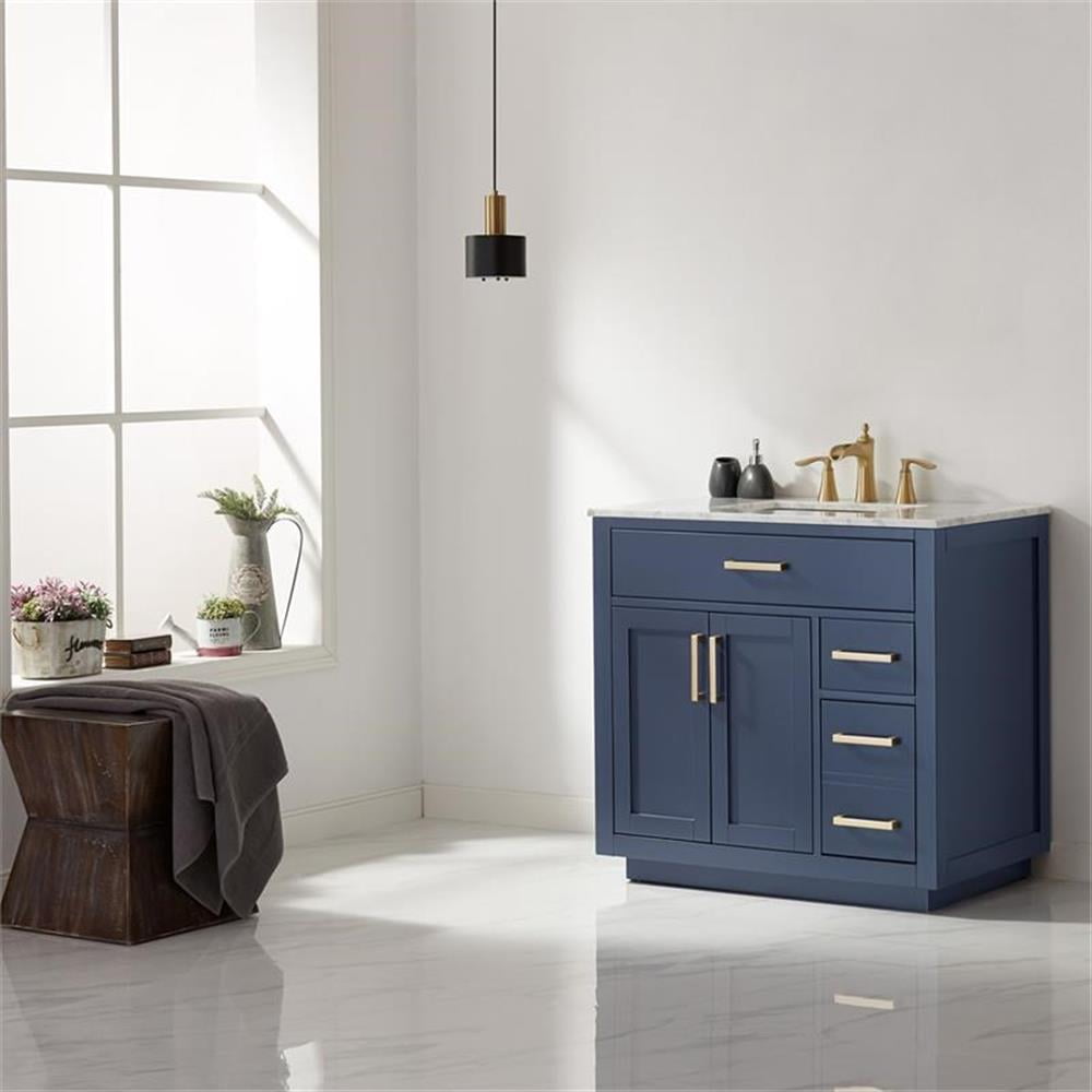Ivy 36" Royal Blue Vanity with Marble Countertop