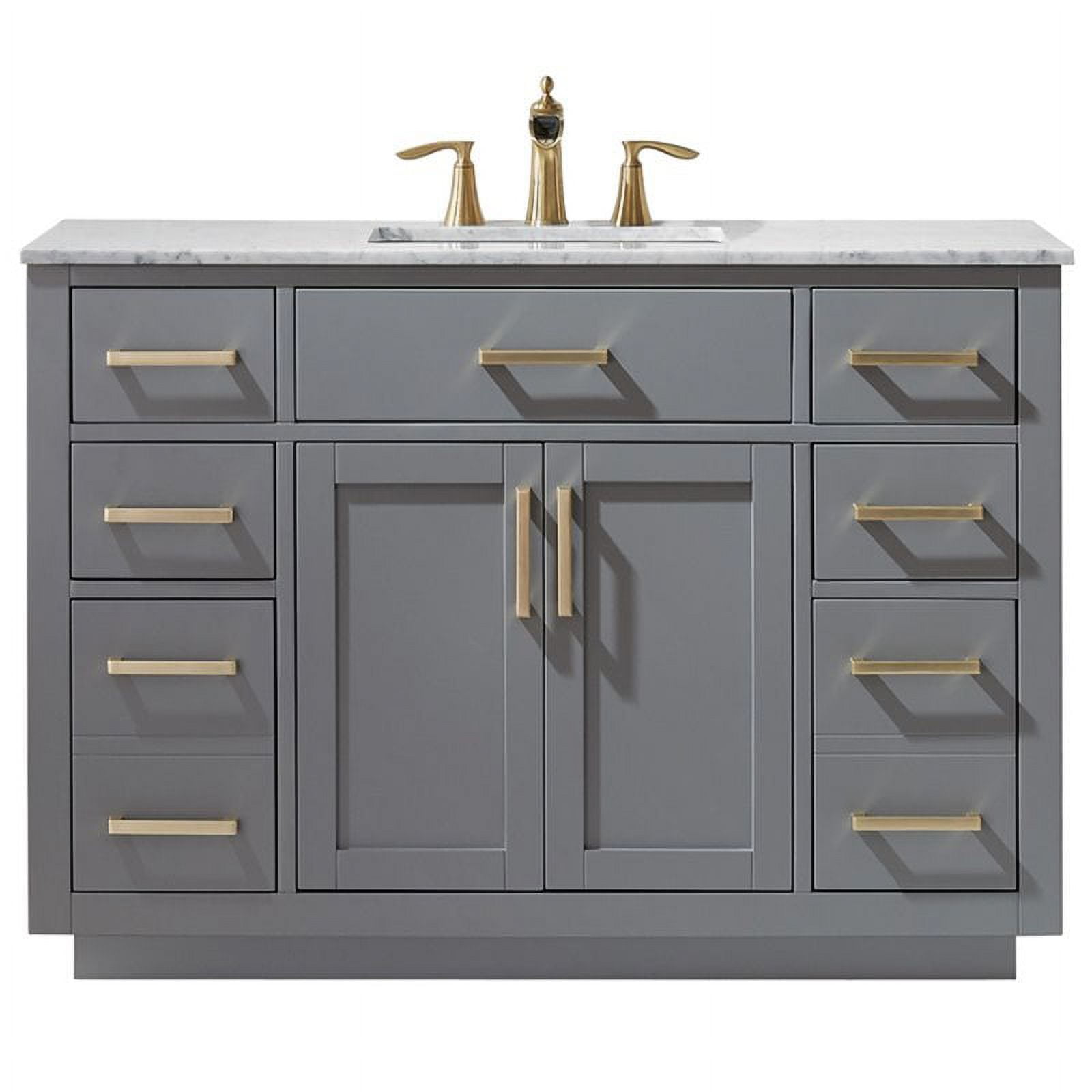 Gray 48" Single Vanity with Carrara Marble Top