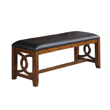 Ivy 50 Inch Modern Faux Leather Upholstered Dining Bench Black Brown - Saltoro Sherpi