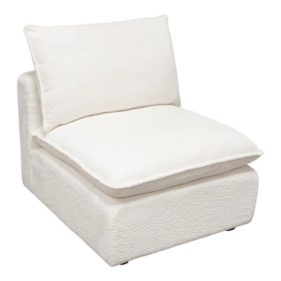 Diamond Sofa IVYACWH Ivy Armless Chair with Faux Shearling & Feather Down Seating, White