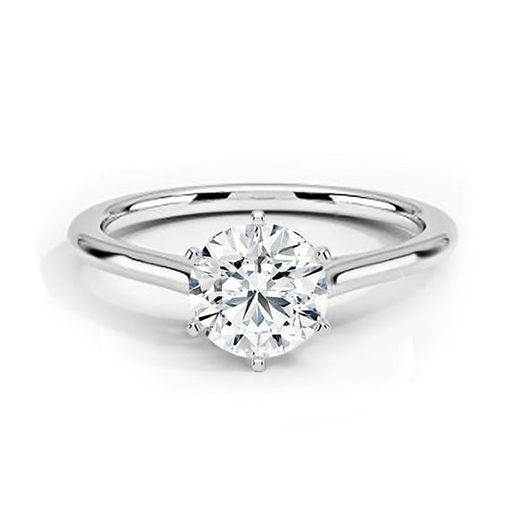 Ivy & Bauble 1 Carat CZ Round Solitaire Engagement Ring in White Gold Plating, Size 7