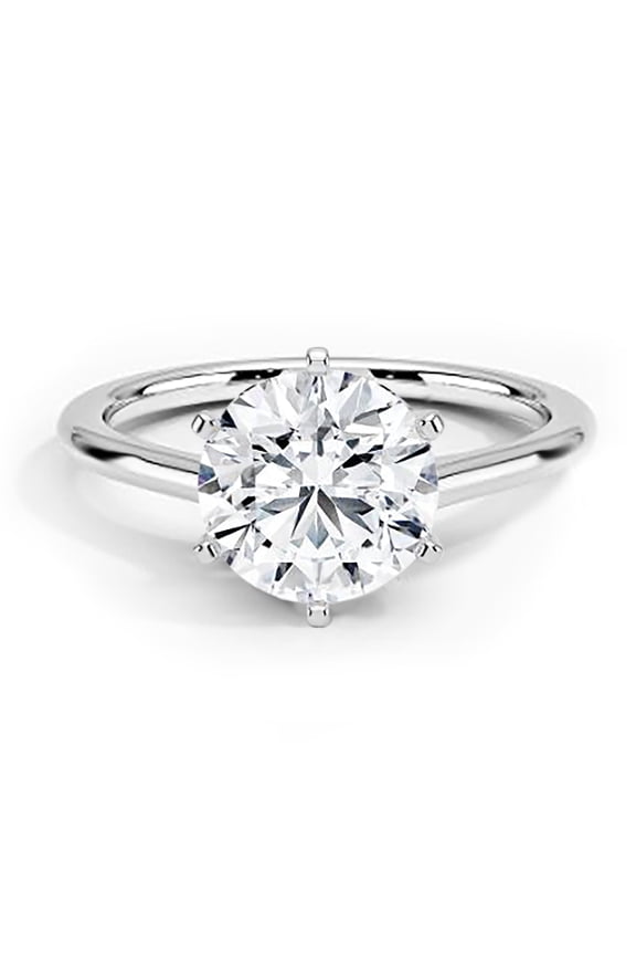 2 Carat CZ Round Solitaire Engagement Ring in White Gold Plating, Size 5