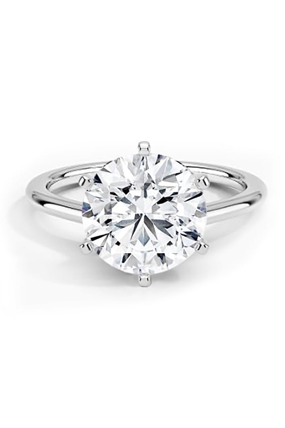 3.5 Carat CZ Round Solitaire Engagement Ring in White Gold Plating, Size 5