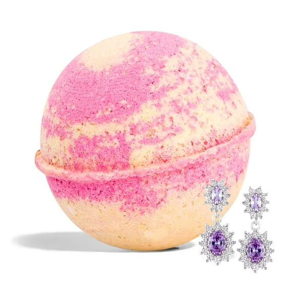 Ivy & Bauble Handmade Tropical Fruit Scent Jewelry Bath Bombs with Surprise Earrings |Made in USA | No Paraben, No Preservatives, No Phosphate| Therapeutic Moisturizer for Bubble & Spa Bath | 8oz