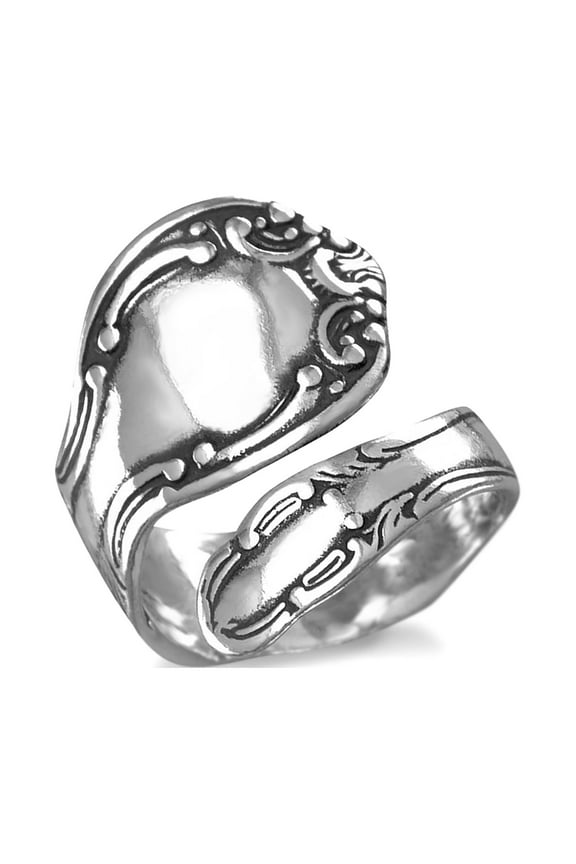 Oxidized Sterling Silver Spoon Ring | One Size Adjustable | Vintage -style Wrap Ring| Jewelry Gifts for Women| Made in USA