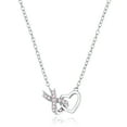 thumbnail image 1 of Ivy & Bauble Pink CZ Pave Ribbon and Heart Necklace in Rhodium Plating, 18" + 2", 1 of 4