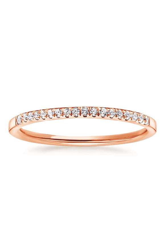 Rose Gold Plated CZ Half Eternity Wedding Ring Band for Women, 2mm, Size 5