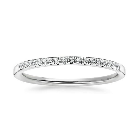 Ivy & Bauble White Gold Plated CZ Half Eternity Wedding Ring Band for Women, 2mm, Size 7