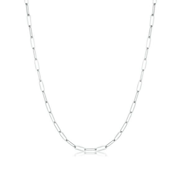 Ivy & Bauble White Gold Plated Linked Dainty Paperclip Chain Necklaces for Women, 16”