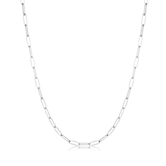 Ivy & Bauble White Gold Plated Linked Paperclip Chain Necklaces for Women, 18”