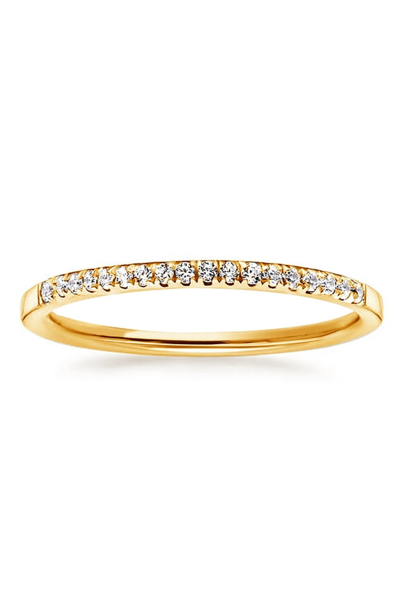 Yellow Gold Plated CZ Half Eternity Wedding Ring Band for Women, 2mm, Size 10