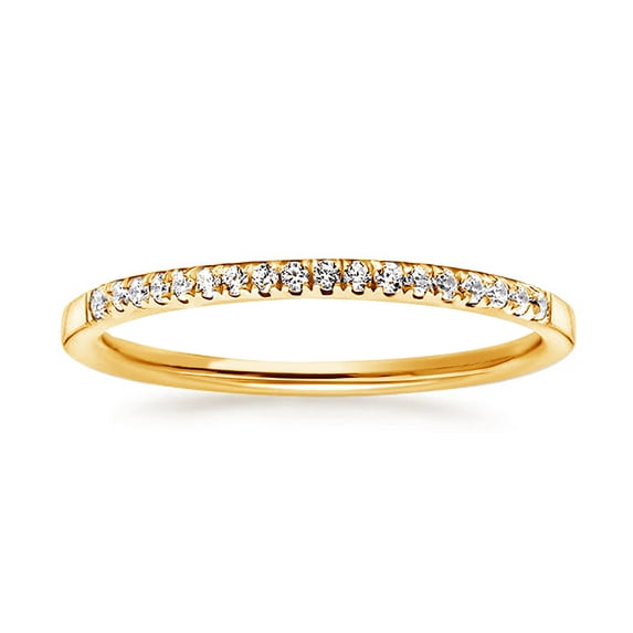 Ivy & Bauble Yellow Gold Plated CZ Half Eternity Wedding Ring Band for Women, 2mm, Size 7
