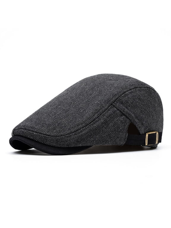 Ivy Cap, Adjustable Buckle Newsboy Flat Cap, Unisex Casual Painter Beret Hat for Daily Street Outfits