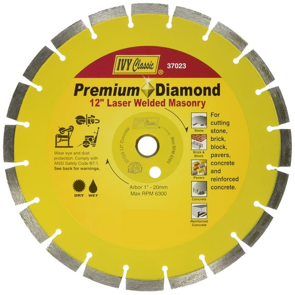 Ivy Classic 12" 1" Arbor Laser Welded Concrete Circular Saw Blade
