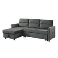 thumbnail image 1 of Ivy Dark Gray Velvet Reversible Sleeper Sectional Sofa with Storage Chaise and Side Pocket, 1 of 7