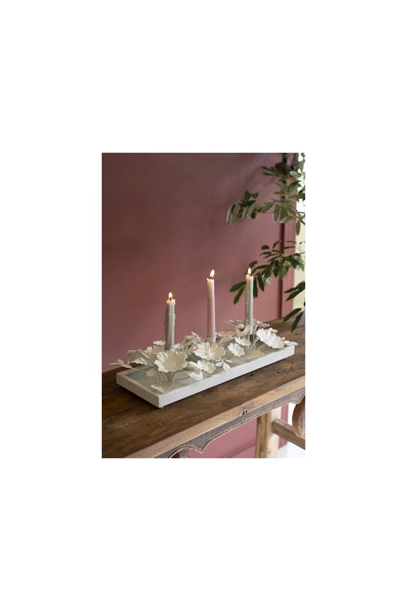 Painted Metal Floral Taper Candelabra