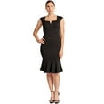thumbnail image 1 of Ivy Dress - Wome's Sleeveless seamed stretch Ponte midi mermaid hem dress with front v-notch, 1 of 7