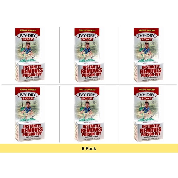 Ivy Dry Soap Mild Cleansing Scrub Removes Poison Ivy Oak Sumac 3 Bars 6 Pack