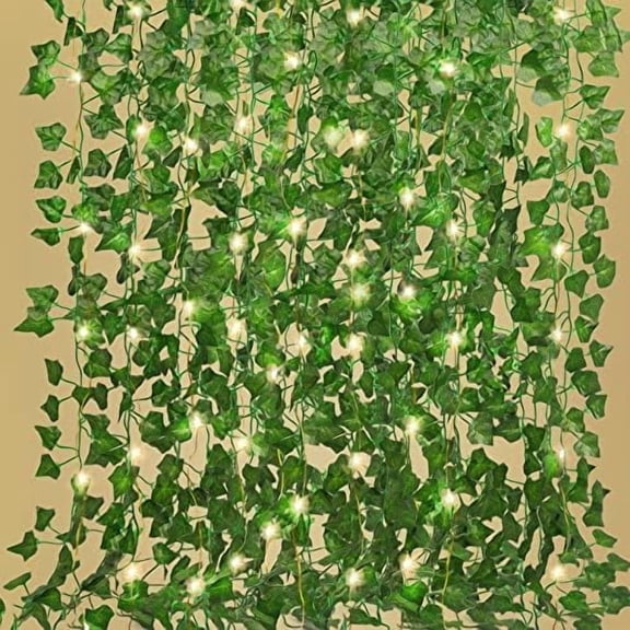 Ivy Fake Vines for Room Decor 12 Pack 86 FT Artificial Plant with 100 LED String Light Bedroom Aesthetic Hanging Greenery Garlands Backdrop Leaves for Wall Wedding Party Home Garden Decor