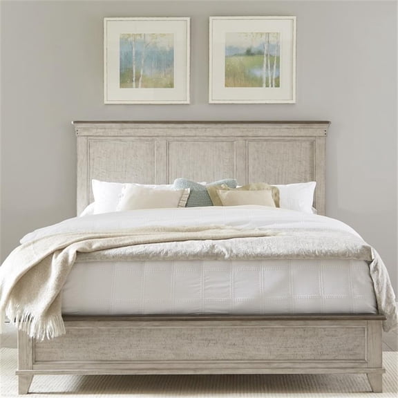 Ivy Hollow King Panel Bed in Weathered Linen