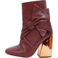 thumbnail image 1 of Ivy Kirzhner Belladonna Red Gold Metal Heel Boot Soft Leather Block heel Booties (Maple, 11), 1 of 2