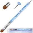 thumbnail image 1 of Ivy L Premium 2 Way French Manicure Gel Nail Brush and Dotting Tool - Blue and White Marble Acrylic Handle - Size 18, 1 of 6