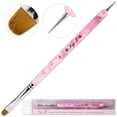 thumbnail image 1 of Ivy L Premium 2 Way French Manicure Gel Nail Brush and Dotting Tool - Pinky Marble Acrylic Handle - Size 8, 1 of 7