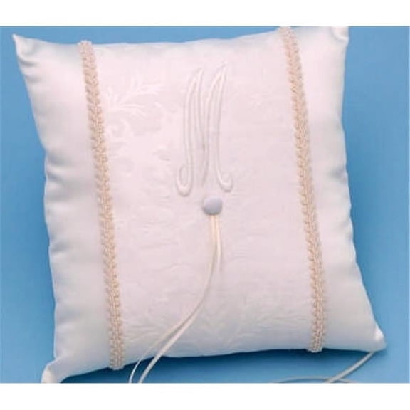 Ivy Lane Design A01070RP/IVO Brocade Monogram Ring Pillow