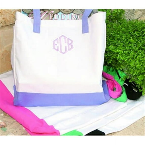 Ivy Lane Design Canvas Tote Bag - White with Periwinkle Straps