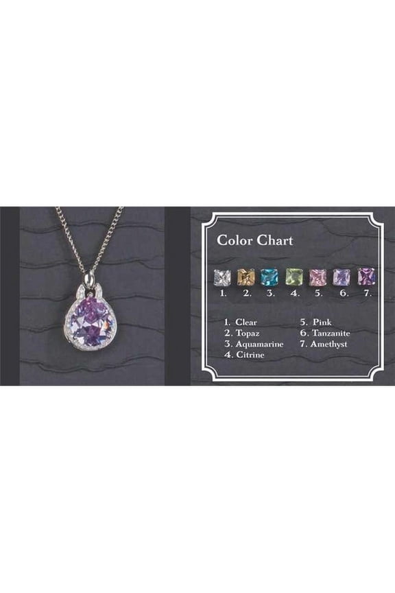 Large Silver Rounded Pink Pendant With Rhinestone Encrusted Edge - Pink