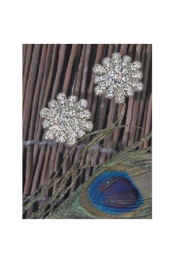 Wedding Jewelry - Rhinestone Cluster Post Earrings - Silver