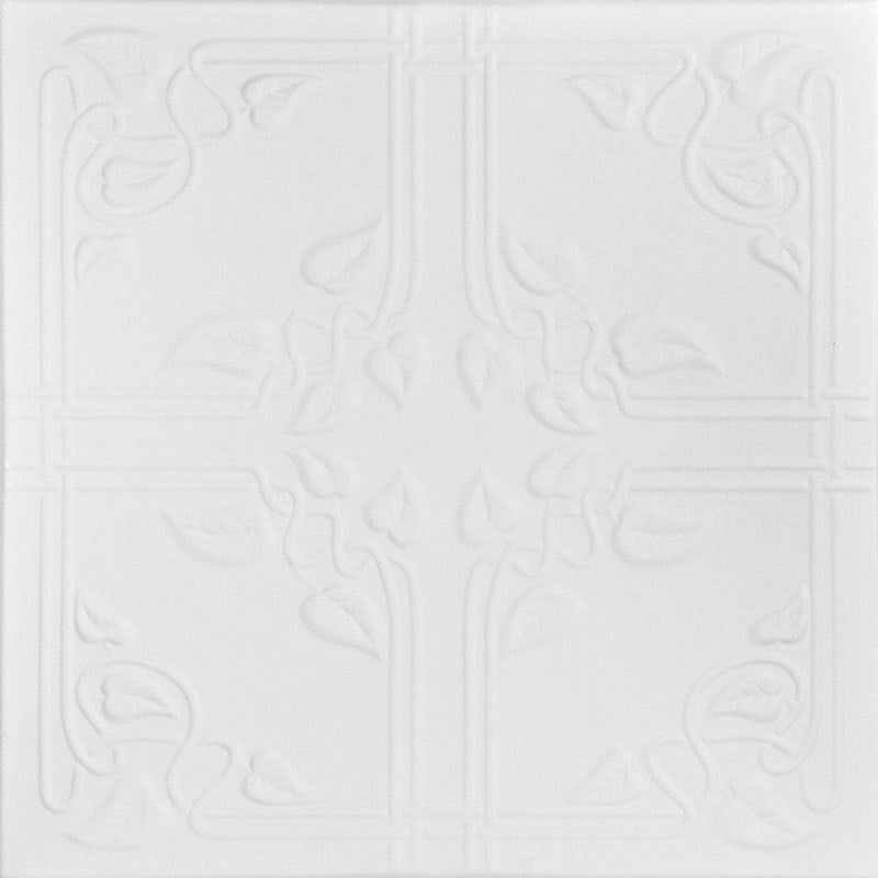 Plain White Polystyrene Ivy Leaves Glue-up Ceiling Tile