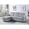 thumbnail image 1 of Ruby Light Gray Velvet Reversible Sleeper Sectional Sofa with Storage Chaise and Side Pocket, 1 of 6