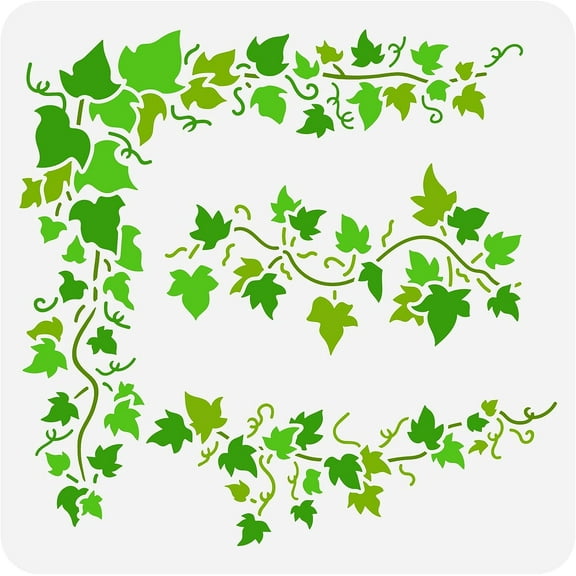 Ivy Painting Stencil 11.8x11.8 inch Hollow Out Vine Leaves Craft Reusable Wall Border Leaf Plastic PET Plant Stencil Template