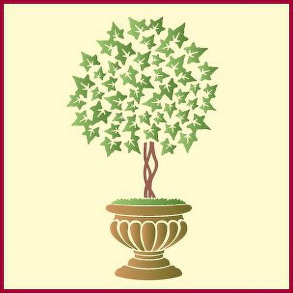 Ivy Topiary Stencil - Herb Flower Floral Arrangements Bouquet Border Colonial Romantic DIY Vase Pitcher Decor Painting Gifts Crafts Laser Cut Mylar Reusable Templates - The Artful Stencil