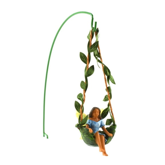 Ivy Tree Swing Dark Hair Fairy Girl Mini Figurine Garden Accessory Dollhouse Decor