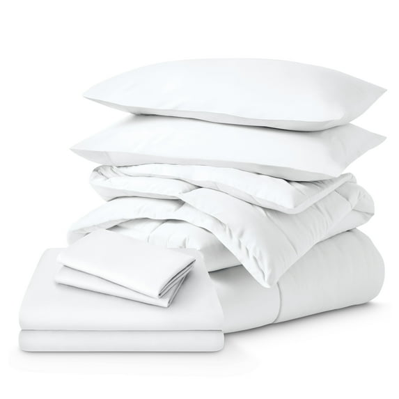 Ivy Union 7 Piece Diamond Stitched Comforter and Sheet Set - Comfy, Breathable, All Season - Full, White