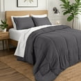 thumbnail image 1 of Ivy Union Comforter Set - Box Stitch - Easy Care Ultra-Soft Microfiber - All Season Warmth - Bedding Comforter - Full - Forged Iron Grey, 1 of 7