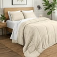 thumbnail image 1 of Ivy Union Comforter Set - Box Stitch - Easy Care Ultra-Soft Microfiber - All Season Warmth - Bedding Comforter - Full - Sand, 1 of 7