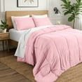thumbnail image 1 of Ivy Union Comforter Set - Box Stitch - Easy Care Ultra-Soft Microfiber - All Season Warmth - Bedding Comforter - King - Light Pink, 1 of 7