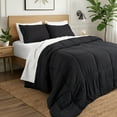 thumbnail image 1 of Ivy Union Comforter Set - Box Stitch - Easy Care Ultra-Soft Microfiber - All Season Warmth - Bedding Comforter - Queen - Black, 1 of 7