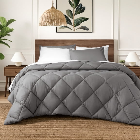 Ivy Union Comforter Set - Diamond Stitch - Easy Care Ultra - Soft Microfiber - All Season Warmth - Bedding Comforter Set - Full - Grey