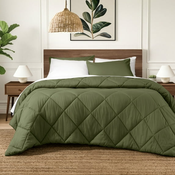 Ivy Union Comforter Set - Diamond Stitch - Easy Care Ultra - Soft Microfiber - All Season Warmth - Bedding Comforter Set - Queen - Cypress