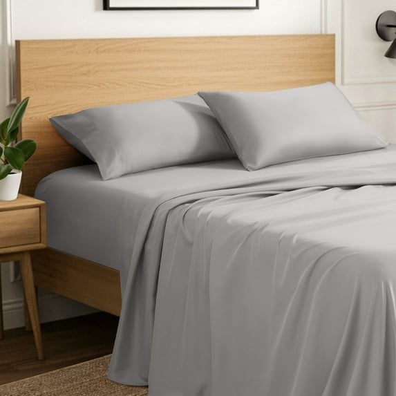 Ivy Union Microfiber Sheet Set - 4-Pieces - Breathable - Deep Pocket, Full, Light Gray