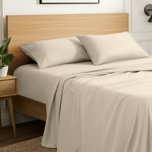 Ivy Union Microfiber Sheet Set - 4-Pieces - Breathable - Deep Pocket, Queen, Sand