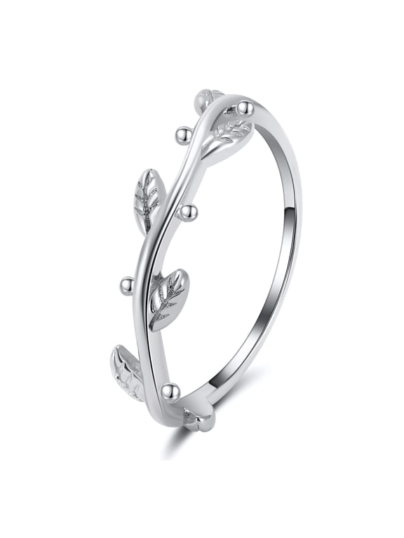 Ivy Vine Wedding Band for Women Olive Branch Stacking Ring Sterling Silver Eternity Band Ginger Lyne