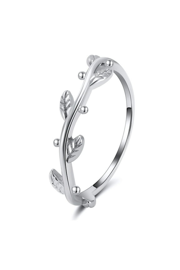 Ivy Vine Wedding Band for Women Olive Branch Stacking Ring Sterling Silver Eternity Band Ginger Lyne