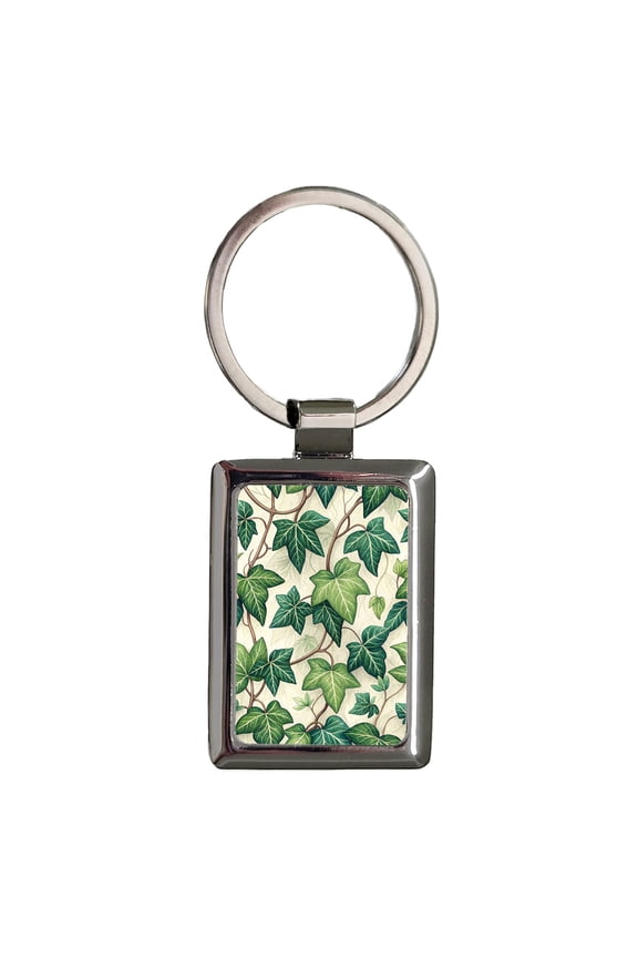 Ivy Vines Leaves Background Metal Rectangle Keychain