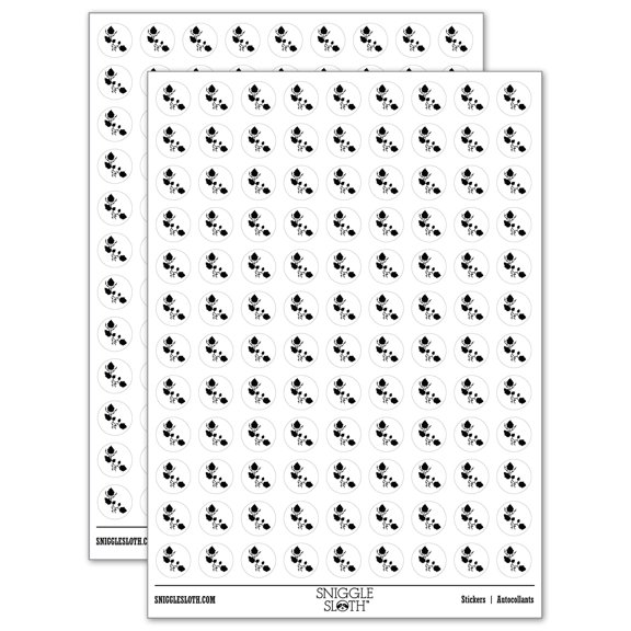Ivy Vines Solid 200+ Round Stickers - White - Matte Finish - 0.50" Size