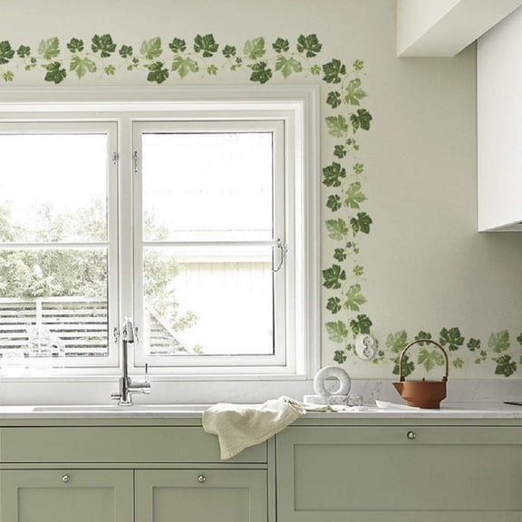 Ivy Wall Decals Vines Border PVC Wall Stickers for Kitchen Living Room Decorations (4 Sheets)